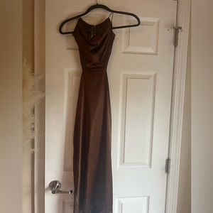 brown formal dress